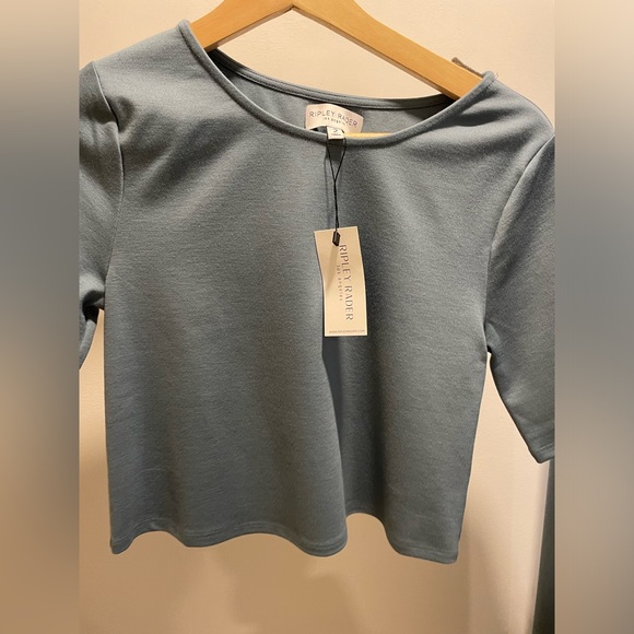 RIPLEY RADAR PONTE KNIT SHORT SLEEVE TOP SEA BLUE - Picture 4 of 5